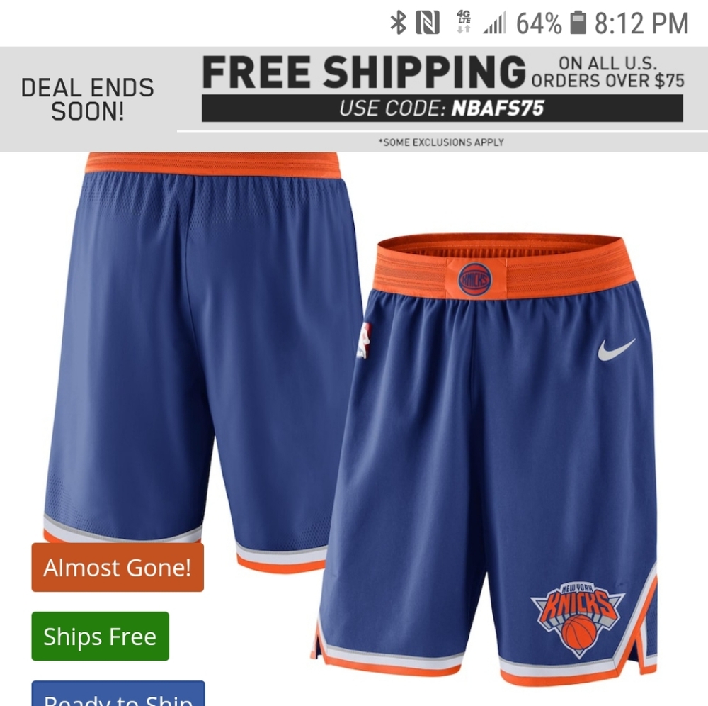 Men authentic NBA shorts NYK size 46(US L - XL)